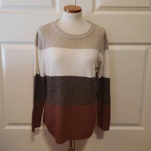 Stitch Fix | Pink Clover Nickole Textured Sweater Taupe Striped‎ Size XLP NEW